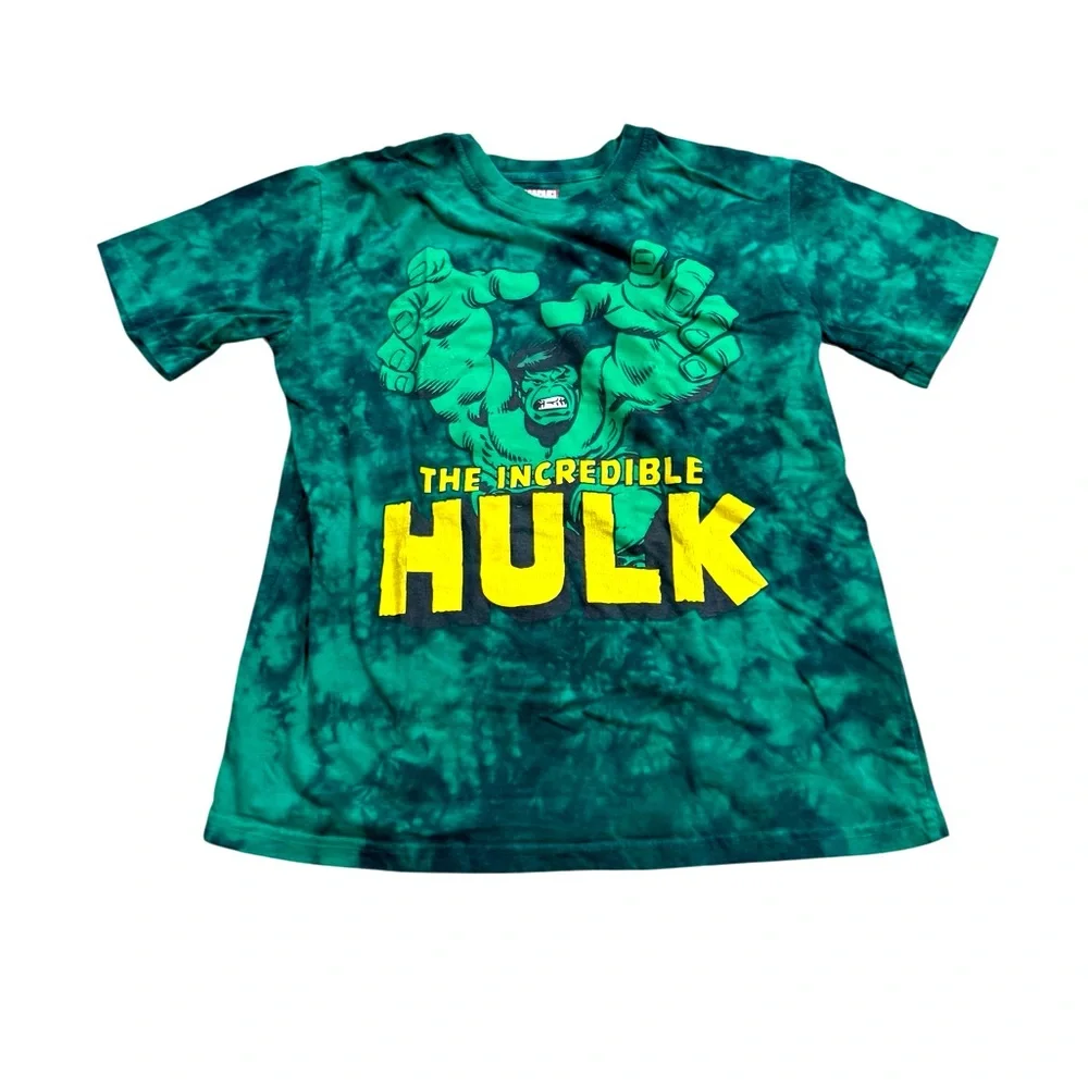 Marvel | Hulk Tie-Dye Kids T-Shirt - Green and Yellow Boys Size 14/16 Like New